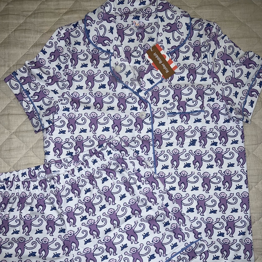 Roller Rabbit Lavender Monkeys polo shirt sleeve